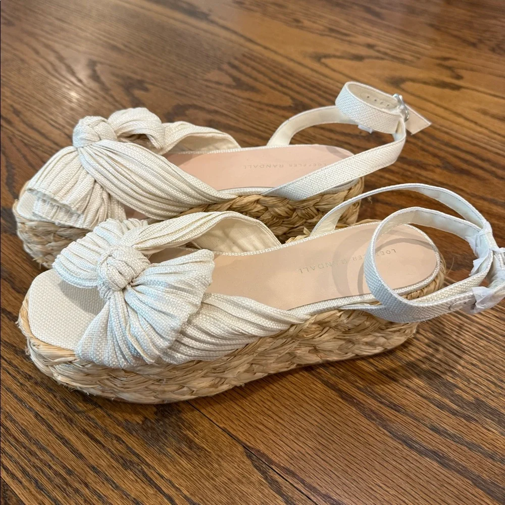 Loeffler Randall Gaby Cream Pleated Bow Espadrille